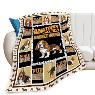 Imagem de Basset Hound Manta Engraçada Cachorro Animal Manta Presentes para Meninas Meninos Crianças Amantes de Cachorros Macio Confortável Pelúcia de Lã para Sofá-Cama 127 cm x 101 cm