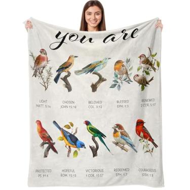Imagem de Cobertor de pássaro cristão, presentes de aniversário, escrituras, presentes religiosos, inspiradores para mãe, esposa, filha, irmã, amiga, microfibra ultra macia, decoração de fé (127 x 152 cm