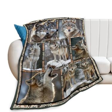 Imagem de Cobertor de lobo, cobertor de animais selvagens, presentes de animais, cobertores de inverno, flanela de lã de lobos de pelúcia para mulheres, homens, meninos, meninas, adultos, roupa de cama macia
