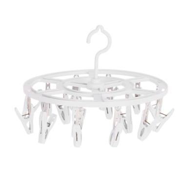 Imagem de Varal Redondo de Plástico com 16 Prendedores, Cores Sortidas, Dobrável, para Roupas e Acessórios