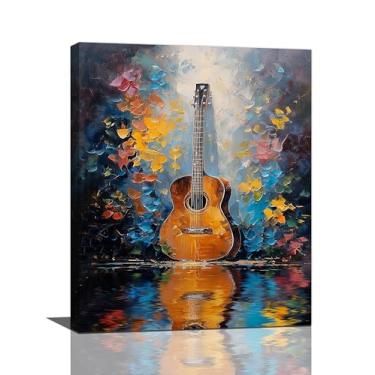 Imagem de Arte de parede de guitarra Graffiti instrumento de guitarra imagens pintura amante da música decoração de parede emoldurada decoração de arte para sala de música banheiro sala de estar quarto