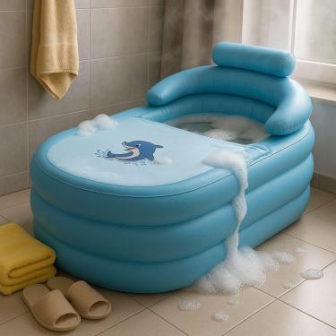 Imagem de Banheira Inflavel Portatil Spa Termica Banho Gelo Encosto Adulto Infantil Ofuro Pvc Luxo Relaxante Quente Frio