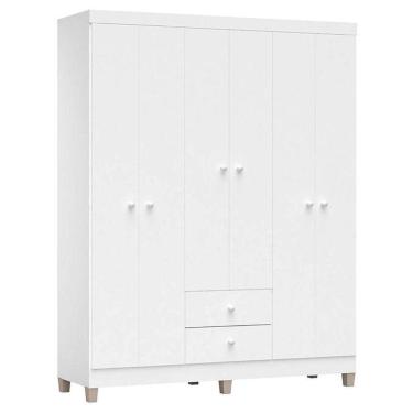 Imagem de Guarda Roupa Infantil Ternura Baby 6 Portas Branco Brilho – Incorplac