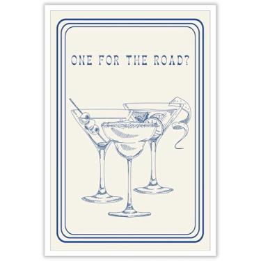 Imagem de Trendy One For The Road Posters Blue Cocktails Canvas Wall Art Ilustração Moderna Impressão Instantânea em Casa Pintura para Casa Quarto Dormitório Bar Carrinho Decoração de Parede 30 x 40 cm Sem