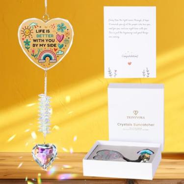 Imagem de Presentes para namorada, melhor amiga, irmãs, mãe, filhas, ornamento de apanhador de sol de cristal com citação "Life is Better with You by My Side", presentes de aniversário, decoração para pendurar