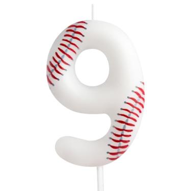 Imagem de Vela de aniversário, velas com número de aniversário com tema de beisebol, topo de bolo de vela para meninos, meninas, crianças, topo de bolo de aniversário, reuniões temáticas, suprimentos de festa