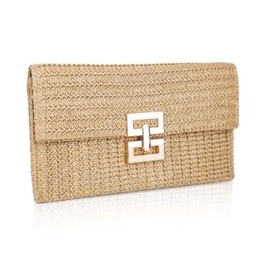 Imagem de Bolsas de Palha Boêmia Feminina Maletas Envelope Praia Verão Transversais com Cadeia Plegáveis Mão para Uso Diário Noturno