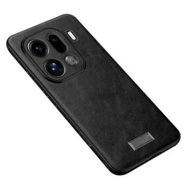 Imagem de HAOMRIYL Capa para Oppo Find X9/X9pro, capa de telefone de couro retrô minimalista fina capa de proteção de lente completa, preta, X9