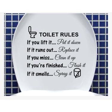 Imagem de Adesivo de parede Toilet Rules Funny Bathroom PVC 29x25cm