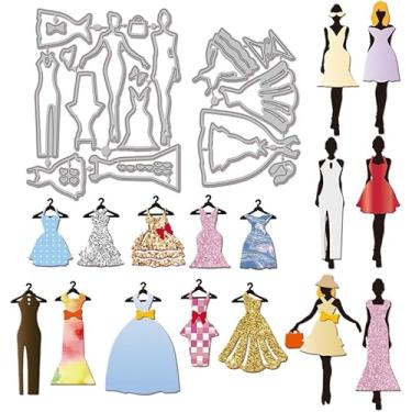 Imagem de Matrizes de corte de vestido feminino de metal para mulheres, modelo de corte de matriz, modelos de corte de roupas femininas em relevo para scrapbooking, artesanato, fabricação de cartões de papel