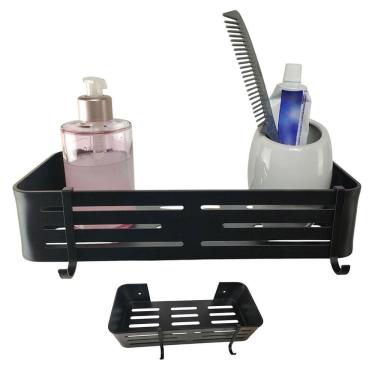 Imagem de Suporte Porta Shampoo Prateleira Banheiro Box Organizaçao Gancho Utensilios Casa Lavanderia Cozinha Multiuso Resistente