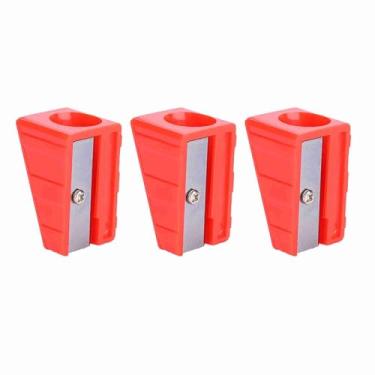 Imagem de Fayelume Modelador de ponta de taco de sinuca de 3 peças, modelador de ponta de tacos de sinuca, design de apontador de lápis, para bastão de sinuca, mesa de sinuca, vermelho, 2,5 x 4 cm