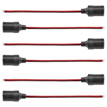 Imagem de DUSCOKE Soquete de isqueiro de carro fêmea 18AWG, adaptador de conector de cabo de charuto automático de 12/24V 1FT com cabo de extremidade aberta de fio desencapado, carregador automático, adaptador