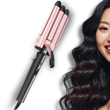 Imagem de Modelador de Ondas Triondas, Rose Gold e Preto, 3 Cilindros Cerâmicos 75mm, Bivolt, 160°C, Cabo Giratório 360°, 33x8x6cm