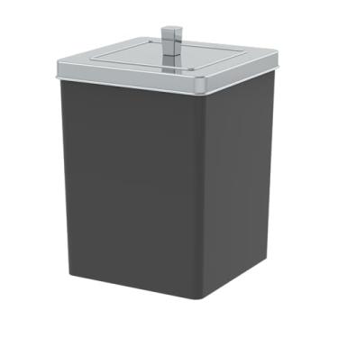Imagem de Lixeira quadrada c/tampa 6,5 litros preto/cromado - Future | Com sistema que esconde o saco de lixo
