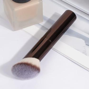 Imagem de Um pincel de maquiagem de precisão, cerdas densas e sedosas, perfeito para base, corretivo e detalhes (café)