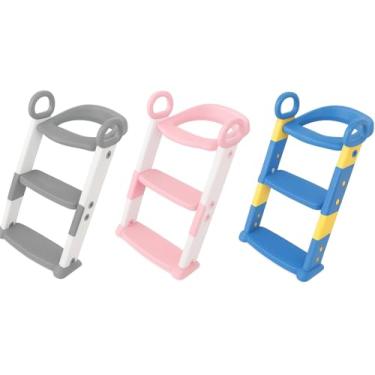 Imagem de Assento Redutor Infantil Vaso Sanitário Privada Com Escada Trono Troninho Desfralde (Cinza)