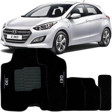 Imagem de Jogo de Tapete Automotivo Carpete Hyundai I30 2013 à 2017 Soft Logo Bordado 5 Peças