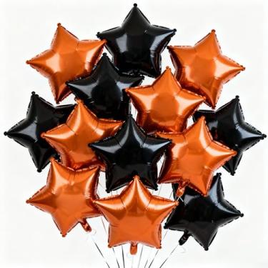 Imagem de Rovella Balões de estrela, 12 peças de balões de alumínio preto laranja em forma de estrela, balão grande de filme de poliéster de hélio de 45,7 cm para chá de bebê, aniversário, decorações de festa