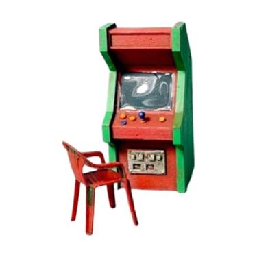 Imagem de TTETTZ Miniatura de Máquina de Arcade em Escala 1:64 - Enfeites Artesanais - Miniatura de Jogos Retrô para Maquetes de Jardins de Fadas E Estações de