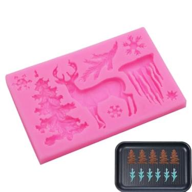 Imagem de Molde de cozimento de Natal, molde de silicone de Natal | Molde de pão de floco de neve de alce,Moldes festivos para bolo, pão, mousse, geleia, chocolate, pudim