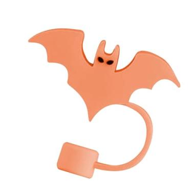 Imagem de Tampa de palha, capa de palha - Toppers de palha de Halloween com tampa de palha de silicone - de canudo reutilizável, capa fofa com pontas de canudo para canudos de 0,4 pol.