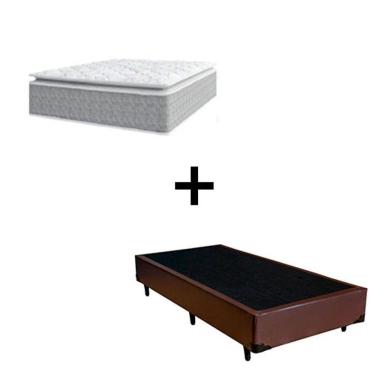 Imagem de Cama Box Solteiro 88 Sintetico Marrom Com Colchão Nazar Viscoeslástico D33 Cinza