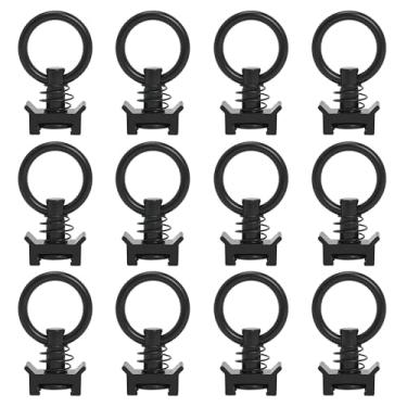 Imagem de lukar Pacote com 12 anéis em L pretos para trilhos acessórios de trilho L preto encaixe de pino único com anel redondo, capacidade de 1,814 kg