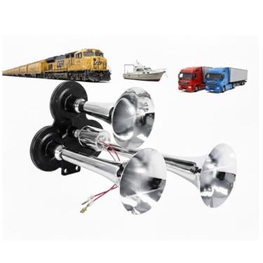 Imagem de Buzina Eletropneumática 3 Cornetas Trem Caminhao Barco 12V/24V