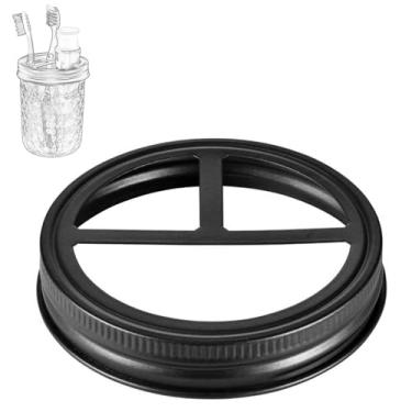 Imagem de 1 Peça Tampa de Substituição para Copo Mason Multifuncional Aço Inoxidável com 3 Compartimentos Copos Calibre Polegadas Armazenamento Escova Dentes e Caneta Tampas Reutilizáveis Suporte Vidro