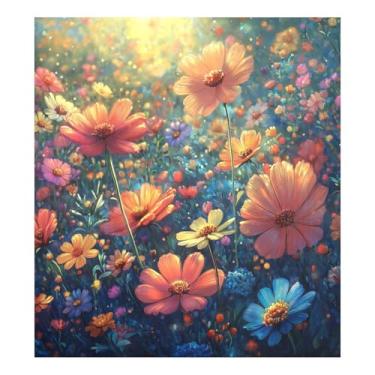 Imagem de Blueangle Capa de ímã de máquina de lavar louça para pintura de margaridas, decoração da capa frontal da máquina de lavar louça, adesivos de eletrodomésticos, adesivos de eletrodomésticos, 58 cm C x