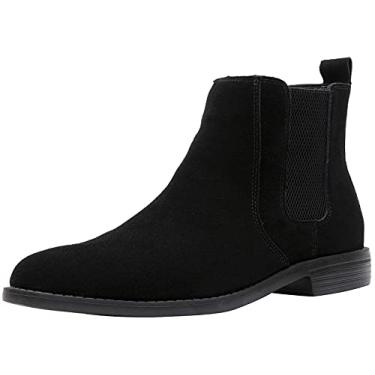 Imagem de Bota de camurça masculina sem cadarço Chelsea da JIONs, vestido casual de couro leve, bota de cano curto, verão, A/ Black, 10