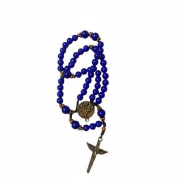 Imagem de Terço São Miguel Arcanjo Com Novena Guia Impresso Em Madeira Espada Do Combate (Azul Escuro)