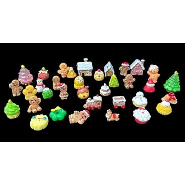 Imagem de Conjunto de estatuetas de Natal em miniatura, enfeites de árvore de sino de Natal, mini enfeites de resina de boneco de neve para fazer garrafas faça você mesmo, decoração de artesanato de paisagem de