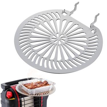 Imagem de Dreyoo Acessório de grelha de fogão, compatível apenas com Mr. Heater MH9BX, grelha de cozimento portátil para aquecer, acessório de placa mais quente para aquecer refeições, design oco redondo, aço