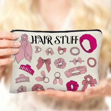 Imagem de Bolsa de maquiagem pequena para maquiagem, bolsa organizadora pequena com zíper, bolsa de viagem portátil para mulheres, acessórios de cabelo, presentes para mulheres, colega de trabalho, irmã 1