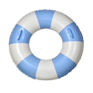 Imagem de Boia Redonda com alça Listrada Retrô Vintage Com Alça Piscina Praia Verão Natação Inflável(Boia Rosa 80cm)