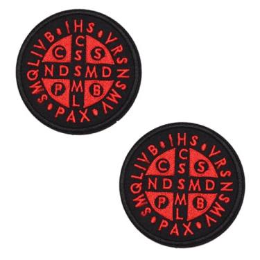 Imagem de 2 peças de adesivos cruzados de São Bento, costurados, para roupas, bolsa, jaqueta, jeans, vestido, fantasia, acessórios DIY