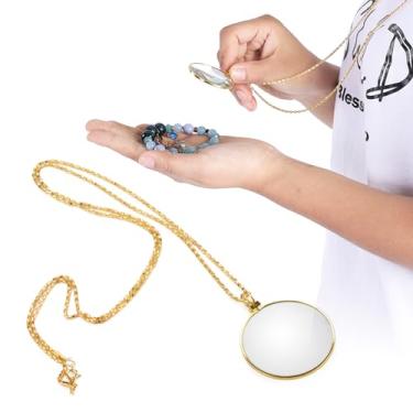 Imagem de Generic Lupa de Colar de Vidro óptico 5X para Leitura, Inspeção de Joias, Coletores de Selos, Ouro (#01)