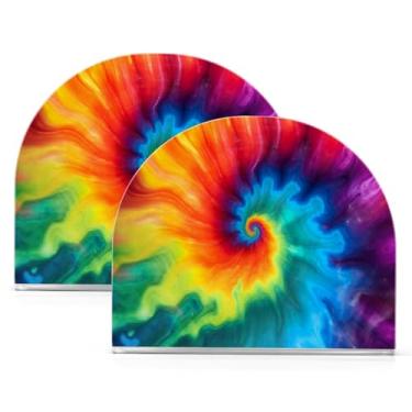Imagem de Wassud Porta-guardanapos de acrílico tie dye, dispensador de guardanapos de papel moderno em forma de U para mesa, cozinha, sala de jantar, bancada 2 peças (comporta 50-60 guardanapos)