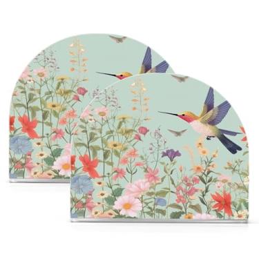 Imagem de Wassud Lindo porta-guardanapos de acrílico para beija-flor floral, dispensador de guardanapo de papel moderno em forma de U para mesa, cozinha, sala de jantar, bancada 2 peças (comporta 50-60