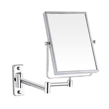 Imagem de LMJYU Espelho de parede para banheiro, espelho de maquiagem, espelho de beleza montado na parede de dois lados, ampliação 3x, espelho de banheiro extensível giratório de 360°, espelho prateado