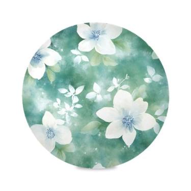 Imagem de Wassud Jogo americano branco e verde floral tapetes de mesa para cozinha e jantar tapetes laváveis resistentes ao calor decoração de mesa 39 cm