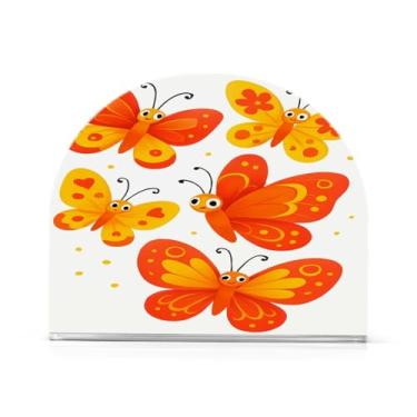 Imagem de Qilmy Porta-guardanapos, borboletas amarelas porta-guardanapos de acrílico transparente para mesa, suporte de guardanapo de coquetel de papel de seda para cozinha, dispensador de guardanapos de jantar
