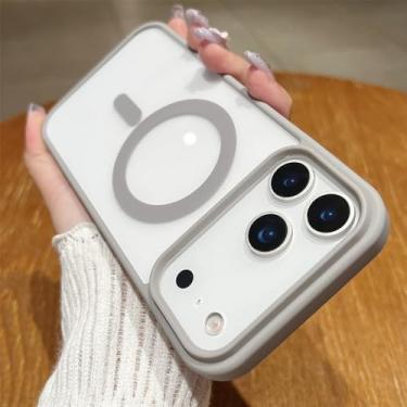 Imagem de Capa protetora rígida para iPhone 17 Air, 16 E, 15, 14, 13, 12, 11 Pro Max, transparente, com carregamento sem fio, em acrílico, cinza, para iPhone 13 Mini.