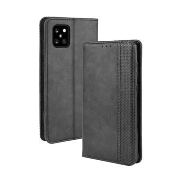 Imagem de Capa flip de couro para Samsung Galaxy Note 10 Lite,Flip magnético retro,Caso de telefone de couro PU,Design de carteira com 3 slots de cartão e 1 clipe de dinheiro -Black