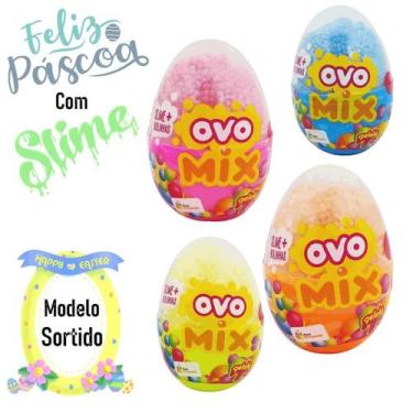 Imagem de Ovo De Páscoa Ovinho Com Slime E Bolinhas De Isopor Sortidas - Doce Br