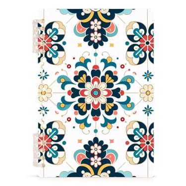 Imagem de Burbuja Caderno de azulejo floral, papel pautado universitário A5 com 60 folhas, caderno de anotações para diário, escritório, 1 pacote