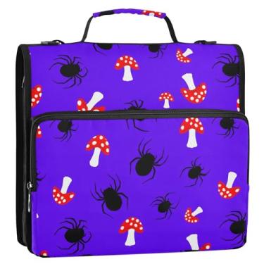 Imagem de Coikll Pasta expansível para fichário com zíper para cogumelos e aranhas, organizador de fichário com alça de ombro e alça para facilitar o transporte