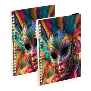 Imagem de Burbuja Cadernos de máscara de carnaval, papel pautado universitário A5 com 60 folhas, fichário para escritório, 2 unidades